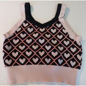 Papaya vintage crop summer sweater size S hearts everywhere.